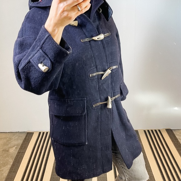 Burberry Jackets & Blazers - Burberrys Wool Toggle Duffle Hooded Coat Navy Blue 8